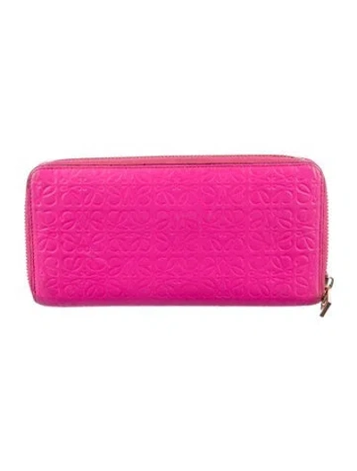 Pre-owned Loewe Leather Continental Wallet In Pink