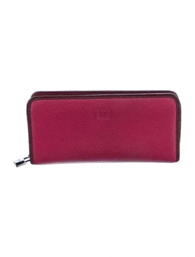 Pre-owned Loewe Leather Continental Wallet In Pink