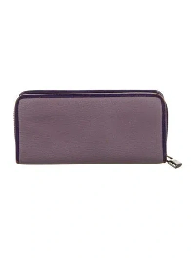 Pre-owned Loewe Leather Continental Wallet In Purple