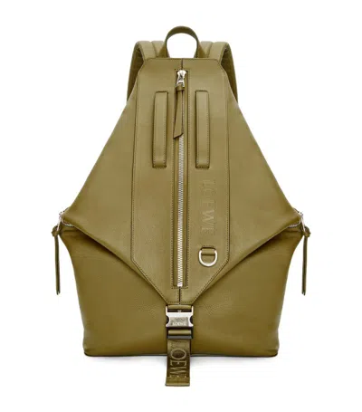 Loewe Leather Convertible Backpack In Green
