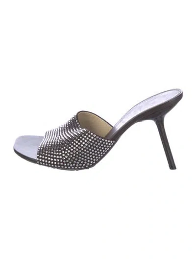 Pre-owned Loewe Leather Crystal Embellishments Slides In Multi
