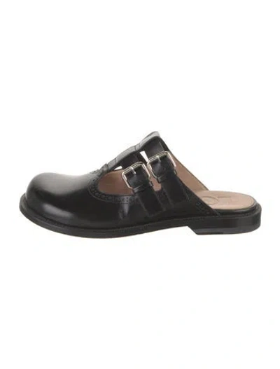 Pre-owned Loewe Leather Cutout Accent Mules In Black