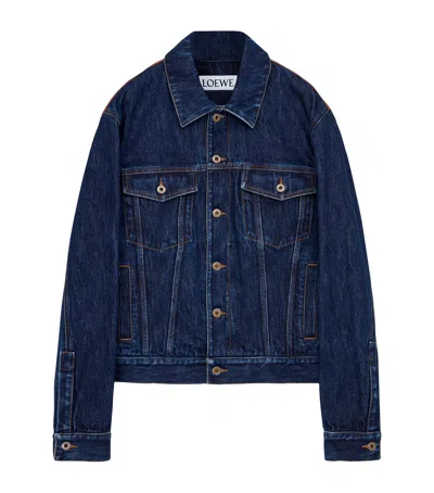 Loewe Leather-denim Hybrid Jacket In Blue