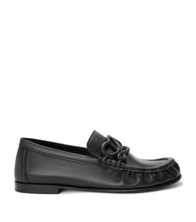 Loewe Leather Double L Loafers In Black