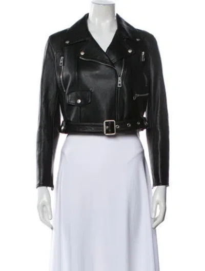 Pre-owned Loewe Leather Down Jacket In Black