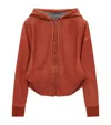 Loewe Leather Draped Hoodie In Orange