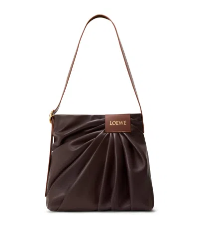 Loewe Leather Draped Tote Bag In Brown