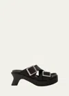 Loewe Leather Dual-buckle Platform Sandals In Black