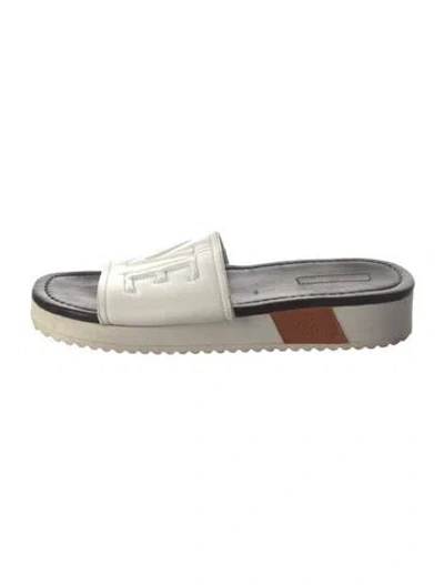 Pre-owned Loewe Leather Embroidered Accent Slides In Multicolor