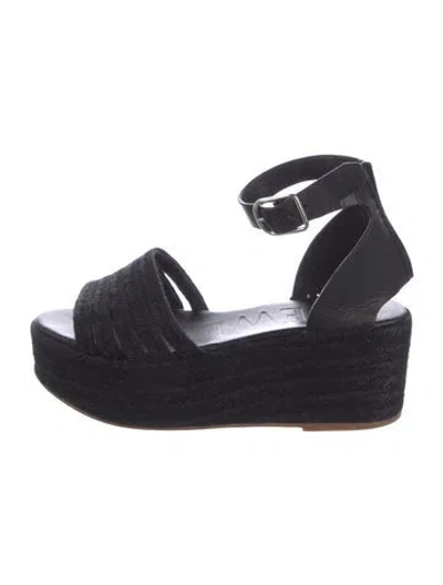 Pre-owned Loewe Leather Espadrilles In Black