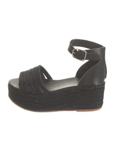 Pre-owned Loewe Leather Espadrilles In Black