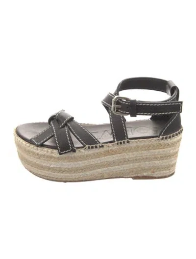 Pre-owned Loewe Leather Espadrilles In Black
