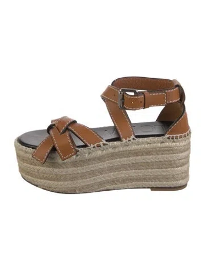 Pre-owned Loewe Leather Espadrilles In Brown