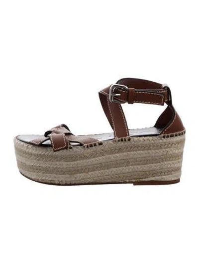 Pre-owned Loewe Leather Espadrilles In Brown