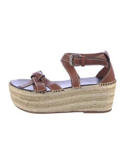 Pre-owned Loewe Leather Espadrilles In Brown