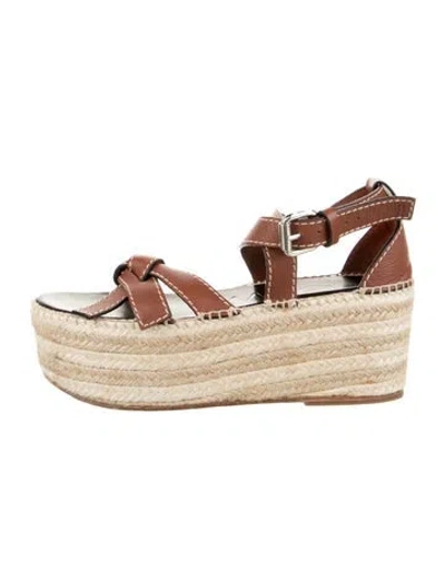 Pre-owned Loewe Leather Espadrilles In Brown