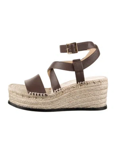 Pre-owned Loewe Leather Espadrilles In Brown
