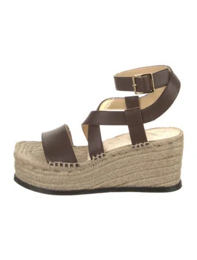 Pre-owned Loewe Leather Espadrilles In Neutral