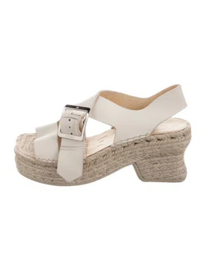 Pre-owned Loewe Leather Espadrilles In Neutral