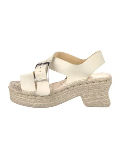 Pre-owned Loewe Leather Espadrilles In Neutral