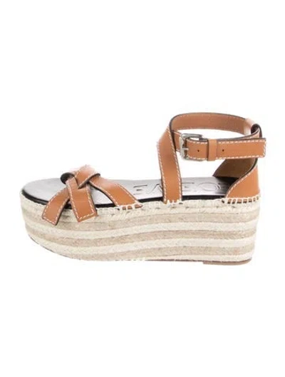 Pre-owned Loewe Leather Espadrilles In Neutrals