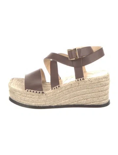 Pre-owned Loewe Leather Espadrilles In Neutrals