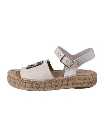 Pre-owned Loewe Leather Espadrilles In Silver