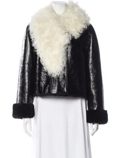 Pre-owned Loewe Leather Faux Fur Jacket In Black