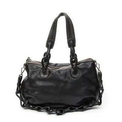 Pre-owned Loewe Leather Fiesta Satchel In Black