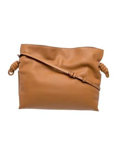 Pre-owned Loewe Leather Flamenco Clutch Bag Medium In Brown