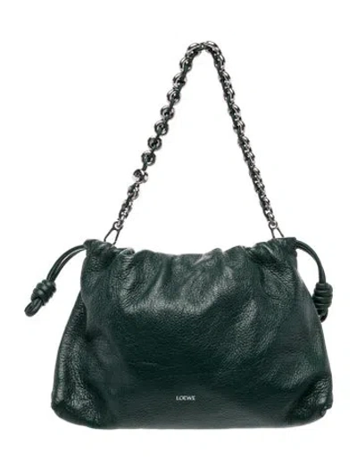 Pre-owned Loewe Leather Flamenco In Green