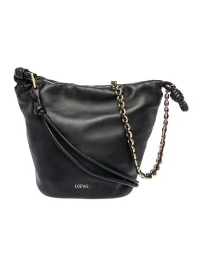 Pre-owned Loewe Leather Flamenco Knot In Black