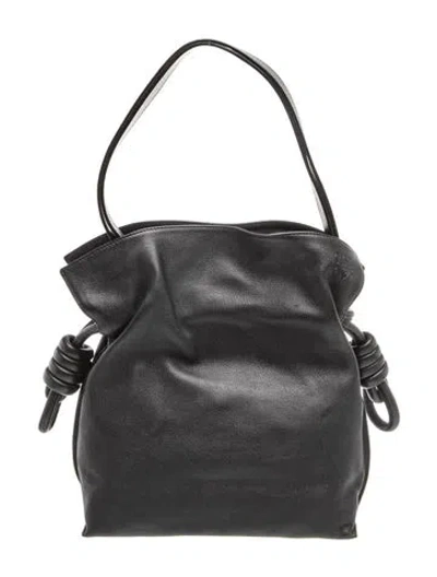 Pre-owned Loewe Leather Flamenco Knot In Black