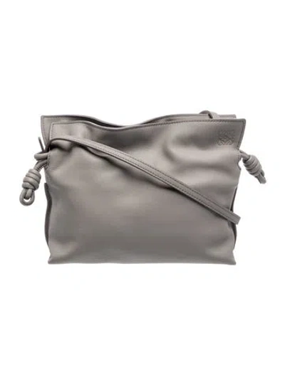 Pre-owned Loewe Leather Flamenco Knot In Gray