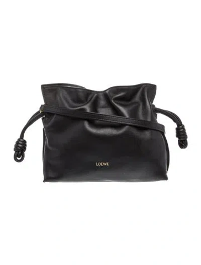 Pre-owned Loewe Leather Flamenco Knot Mini 2024 In Black
