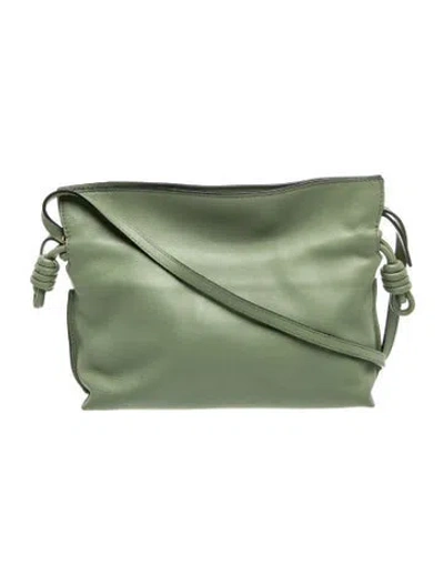 Pre-owned Loewe Leather Flamenco Knot Mini In Green