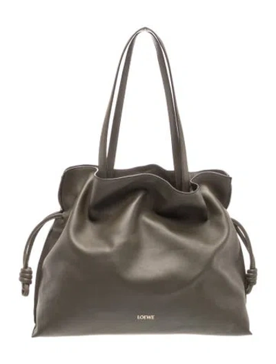 Pre-owned Loewe Leather Flamenco Knot Xl In Black