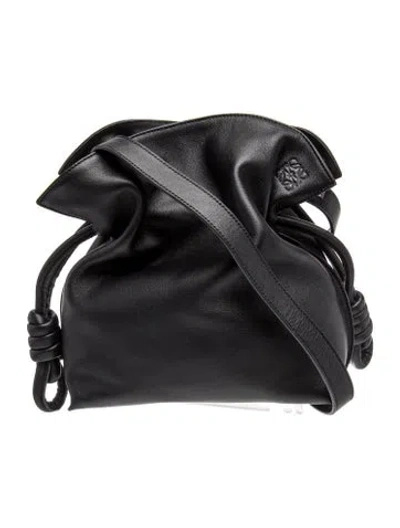 Pre-owned Loewe Leather Flamenco Large In Black