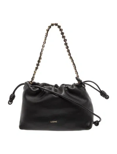 Pre-owned Loewe Leather Flamenco Medium 2024 In Black