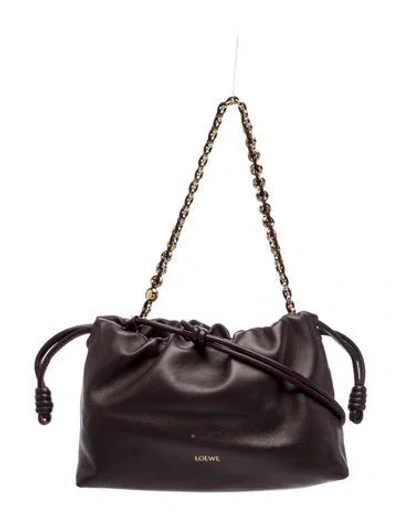 Pre-owned Loewe Leather Flamenco Medium In Burgundy
