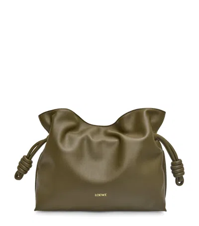 Loewe Leather Flamenco Purse In Green