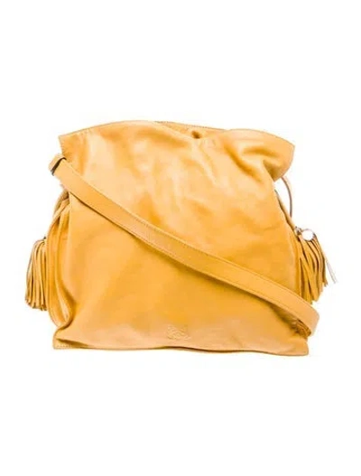 Pre-owned Loewe Leather Flamenco Tassel Medium Vintage In Yellow