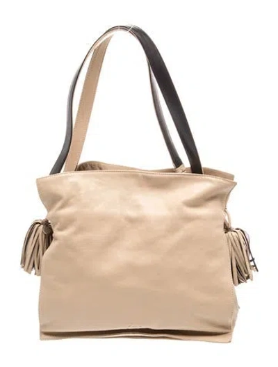Pre-owned Loewe Leather Flamenco Tassel In Neutral