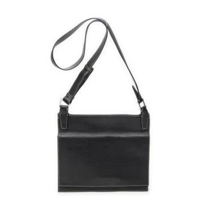 Pre-owned Loewe Leather Flat Messenger In Black