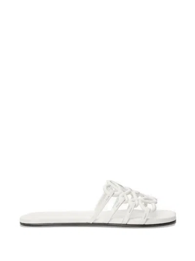 Loewe Leather Flat Sandals In White