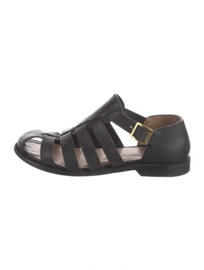 Pre-owned Loewe Leather Flats In Black