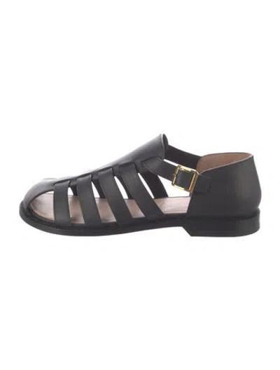 Pre-owned Loewe Leather Flats In Black