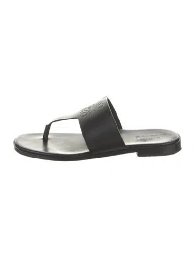 Pre-owned Loewe Leather Flip Flops In Black/white