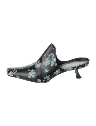 Pre-owned Loewe Leather Floral Print Mules In Multicolor