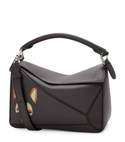 Loewe Leather Futurist Cat Puzzle Top-handle Bag In Brown